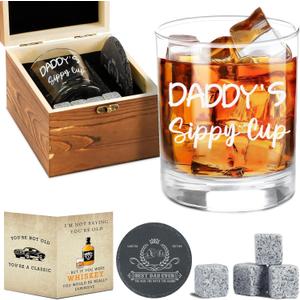 Christmas Gifts, Daddy's Sippy Cup Whiskey Glass 11 OZ, First Fathers Day Gift Ideas for New Dad, Husband, Boyfriend from Daughter Wife Son Kids, Girl Dad Gifts for Fathers Day, Birthday, Christmas