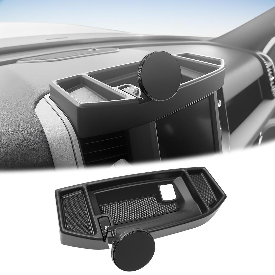 HUYINPJ 5" 8.4" Screen Dashboard Phone Holder Compatible with 2019-2026 Ram 1500 2500 3500 w/ 12V Outlet Part Center Console Organizer Dash Tray Phone Mount for 2025 RAM Accessories (DodgeRam 2019-2026)