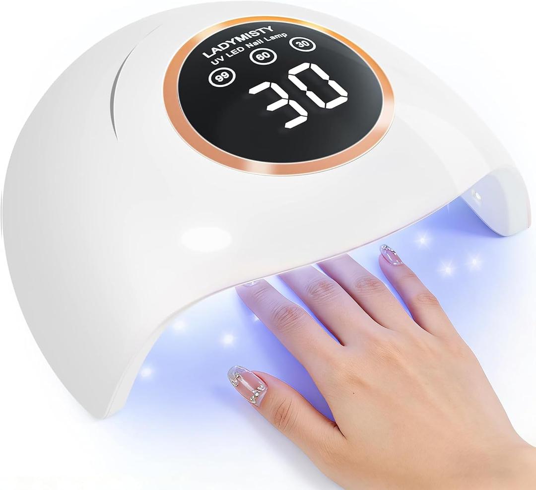 LadyMisty 72W UV LED Nail Lamp, 2026 New Upgrade UV Light for Gel Nails with 18 Beads, 3 Timer Nail Dryer, LCD Display, Auto Sensor, Professional Nail Lamps for Gel Polish Best Gifts, White Lamp