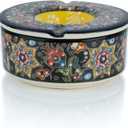 Decorative Ceramic Jar-Colorful Decorative Jar with Lid-Handmade Small Decorative Jar-Windproof Unique Jars-Turkish Home Decor (Obsidian)