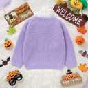 Toddler Girl/Boy Halloween Sweater Boo Hand Embroidered Knitted Pullover Fall Winter Clothes 1-5T (Purple)