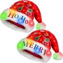 MGparty Light Up Santa Hat with LED Lights Christmas Hats for Adults Kids Holiday Party Costume Headwear Xmas Gifts
