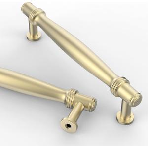 Asidrama 10 Pack 5 Inch(128mm) Gold Kitchen Cabinet Handles, Cabinet Pulls Kitchen Cabinet Hardware for Cupboard Drawer Pulls (5" Hole Center)