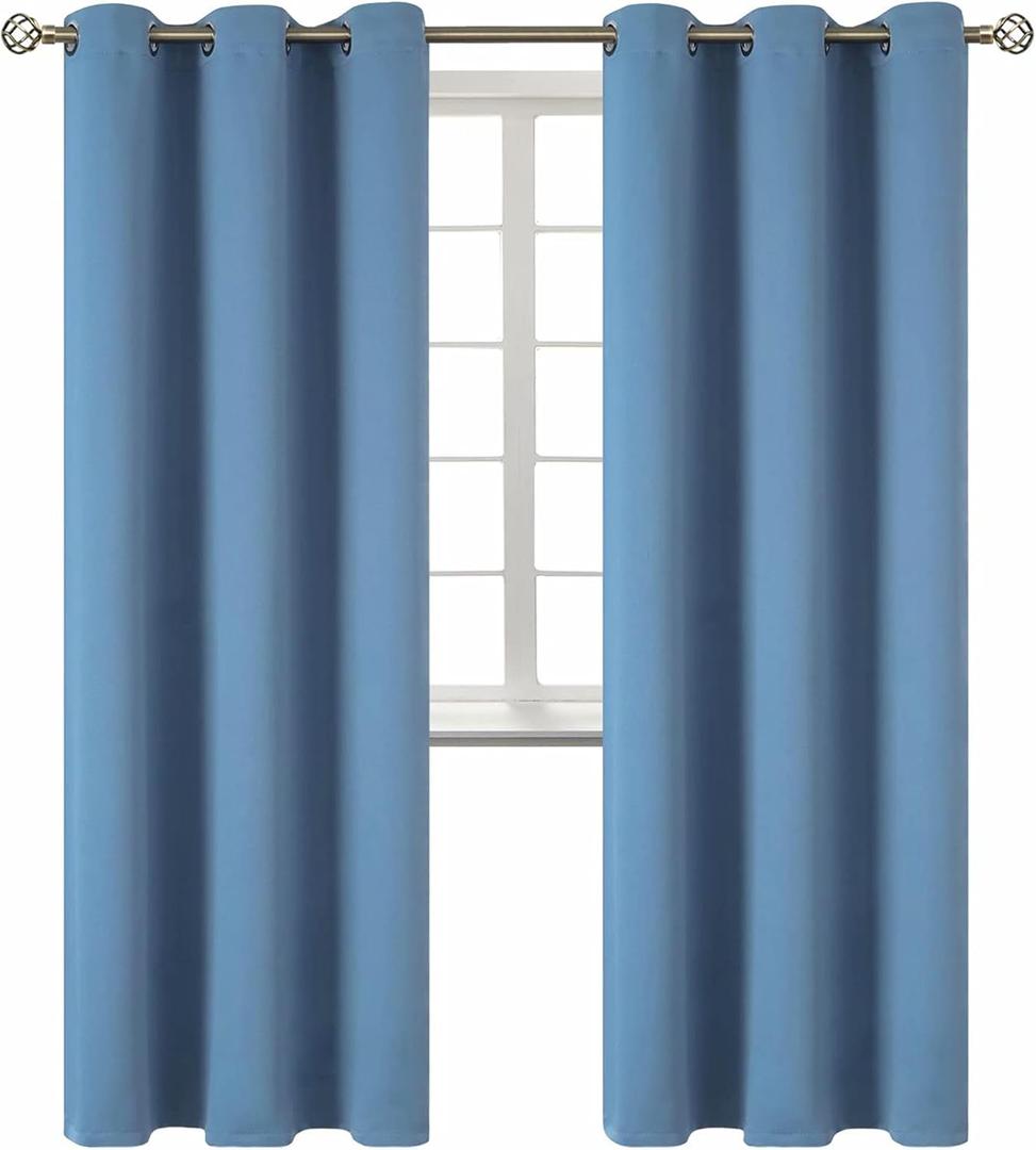 BGment Blackout Curtains for Bedroom - Grommet Thermal Insulated Room Darkening Curtains for Living Room, Set of 2 Panels (42 x 84 Inch, Faded Denim)