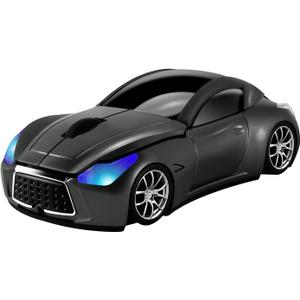 elec Space Cool Sport Car Shape 2.4GHz Wireless Mouse Optical Cordless Mice with USB Receiver for PC Laptop Computer 1600DPI 3 Buttons (Gray)