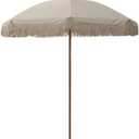 6.5 ft/200 cm Boho Garden Umbrella with Fringes, Outdoor Patio, Deck, Beach Parasol, Balcony Umbrella for Lawn, Pool, Beach, Backyard