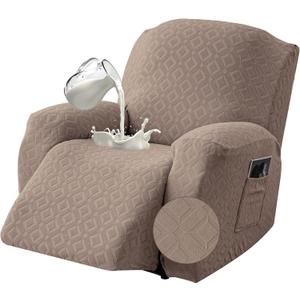Gennia Waterproof Recliner Chair Cover,Stretch Reclining Sofa Covers with Pockets,Washable Lazy Boy Recliner Slipcovers,Leakproof Couch Protector for Kids, Pets, Dog and Cat (XL-Recliner, Taupe)