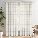Plaid Gingham Curtains 84 inches Long for Bedroom Living Room 2 Panels, 52"W x 84"L