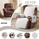 KinCam 100% Waterproof Recliner Chair Cover, Reclining Couch Covers for Pets, Dogs, Recliner Couch Slipcover Furniture Protector with Elastic Straps for Kids(23.6", Beige White)