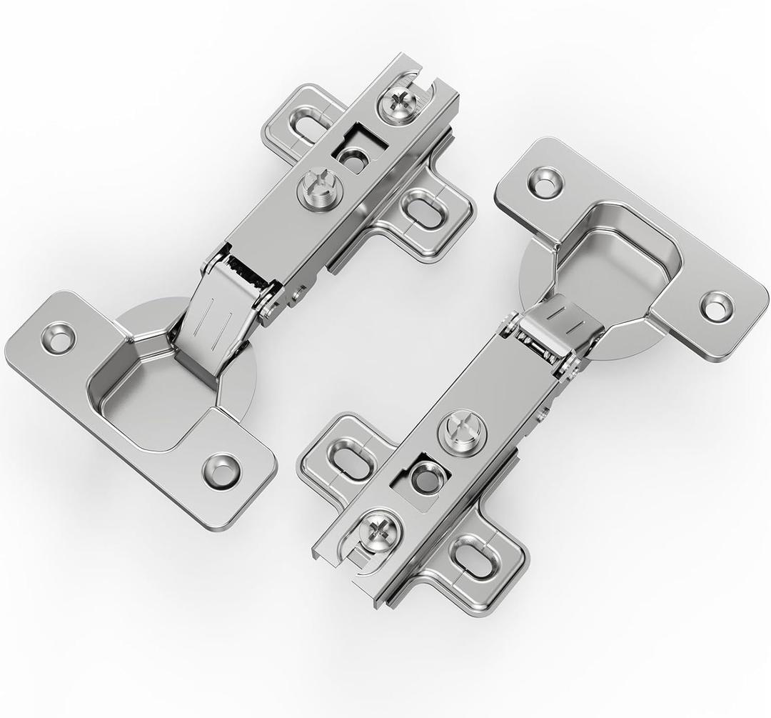 Chibery 10 Pack Full Overlay Cabinet Hinges, Regular Standard Closing, Slide-on, Self-Closing, Frameless Concealed Euro 105 Degree Compact Hinges for Kitchen, Bathroom, 3/4" Overlay, Nickel Plated