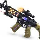 Light Up Machine Gun Toys with Infrared Ray & Cool Lighting & Fighting Sound & Unique Barrel Telescopic Action, Pretend Play Toy Handguns Party Favor, Gifts for Boys Girls (Batteries Not Included)