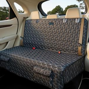 Back Seat Dog Car Seat Cover, Waterproof Car Seat Protector for Cars SUVs Trucks, Heavy Duty Non-Slip Split Bench, Dog & Kid Proof, Easy Clean, (54" W)