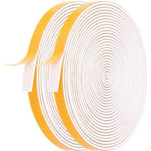 Door Weather Stripping-2 Rolls, 1/4 Inch Wide X 1/16 Inch Thick Total 26 Feet Long, Adhesive Soundproof Foam Seal Tape for Windows and Doors(13ft x 2 Rolls) (White)