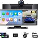 11.26'' Portable Carplay Screen for Car with 4K Dash Cam & 1080P Backup Camera, Wireless A-pple Carplay & Android Auto in Cell Touchscreen Bluetooth Smart Car Screen, Navigation/Mirror Link/Siri/FM
