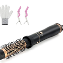 Round Hair Blow Dryer Brush - 1.2 Inch Ceramic Barrel Hair Dryer Brush for Short/Middle Hair, One Step Drying, Volumizing, Straightening and Styling, Negative Ionic Dryer Brush (Black-Golden, 1.2)