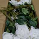 Hananona Artificial Roses in Bulk, Fake Velvet Silk Roses Realistic Rose for Wedding Centerpieces Flower Arrangement Home Decor (50, White)