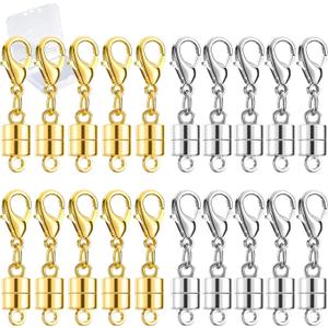 Buelkmag Magnetic Necklace Clasps and Closures 20 PCS Gold and Silver Clasp for Necklaces Jewelry Bracelet Women Making Magnet Lobster Extender Bracelets Extenders Magnets Helper Extra Strong