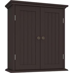 ChooChoo Bathroom Wall Cabinet, Over The Toilet Space Saver Storage Cabinet, Medicine Cabinet with 2 Door and Adjustable Shelves, Cupboard (Espresso)