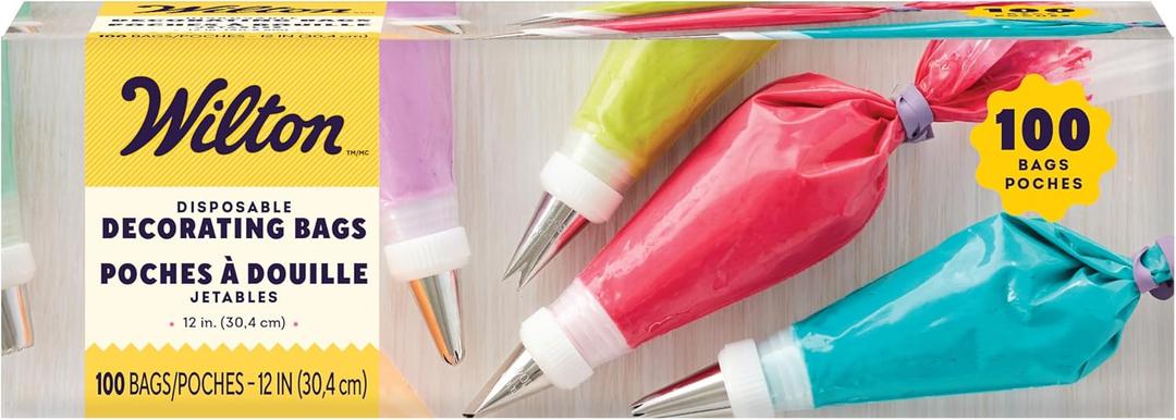 Wilton Disposable Decorating Bags for Piping Icing & Cake Decorating, Perfect for Baking Creations, 100-Count, Packaging May Vary