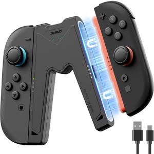 JEMDO Magnetic JoyCon Charger Grip Compatible with Nintendo Switch 2 Only  Ergonomic LED Charging Grip for JoyCon 2 with USB C Cable, Travel-Ready, Black [nintendo_switch_2]