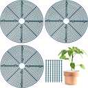 Sawysine 3 Pcs Plant Pot Cover Plant Protector from Animal Flower Pot Grid with Center Cutout Flower Cover Soil Protectors (11.8 in,Blackish Green)