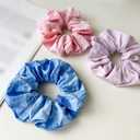 10 Pcs Hair Bow Scrunchies White Hair Ties Tie Dye Elastic Hair Bands Cute Hair Elastics Large Soft Ponytail Holders with 1 Pcs Stretchy Yoga Headband for DIY Party