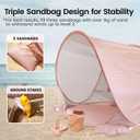 Tiny Land Baby Beach Tent Pop Up Baby Tent with UV Protection, Portable Baby Beach Essentials, 35"x28"x32" Sun Shelter for Infants, Baby Outdoor Use (Pink)