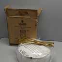 LUE BONA Pleated Vanity Stool, Velvet Upholstered Vanity Stool for Makeup Room, Round Stool for Vanity, Ottoman Footrest Stool with Metal Legs for Living Room, Bedroom, White