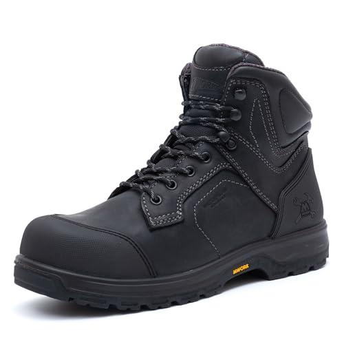 MWORK USA 11 Work Boots For Men Waterproof Leather ASTM F2413-18 Composite Safety Toe EH Rated Arch Support Anti Fatigue, 11