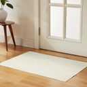 Amazon Basics Thin Indoor Area Rug, Geometric Printed Washable Home Decor Carpet for Living Room Bedroom, 2' W  3' L, Beige Geometric