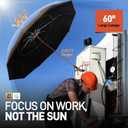 New 60" Folding Magnetic Umbrella,Designed for Outdoor Work,600lb Strong Suction Hvac Umbrella With Magnetic Base & Clamp,2-in-1 Sun & Rain Protection,180 Adjustable,Portable for HVAC (Brown)