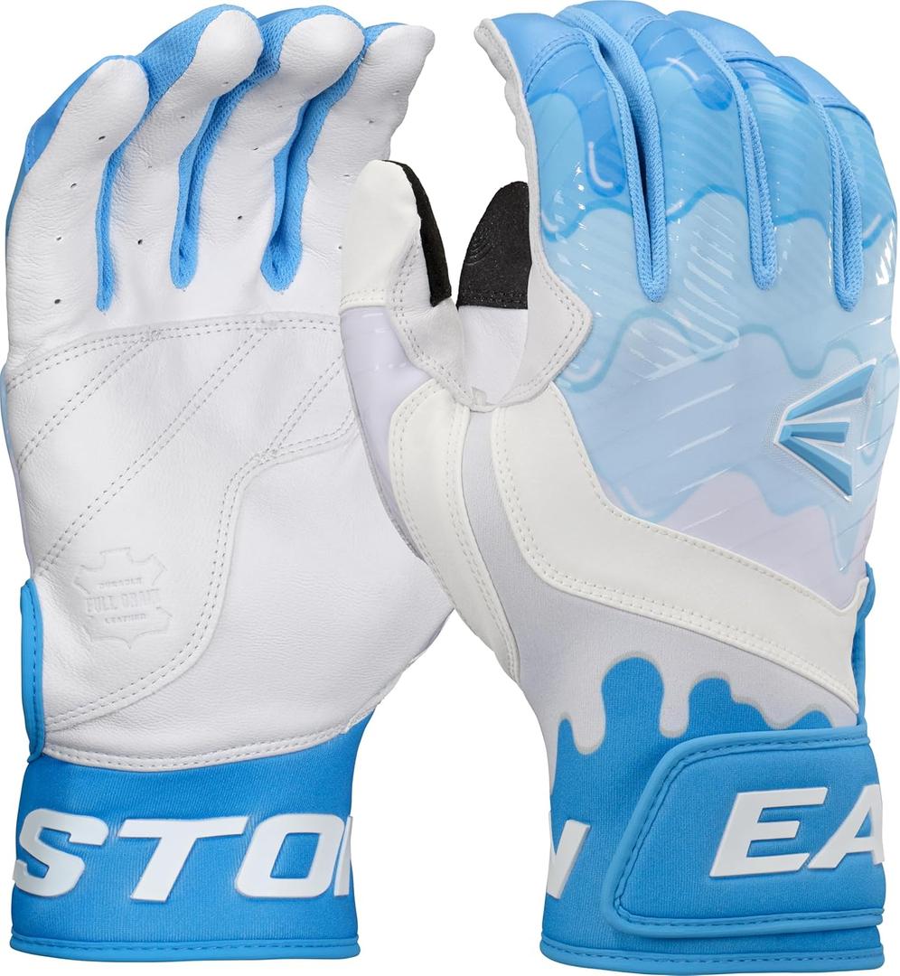 Easton | Walk-Off ETHOS Batting Gloves | Youth Sizes | Multiple Colors (Youth X-Large, White / Blue Drip)