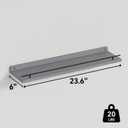 WOPITUES Floating Shelves 24 inch with Black Metal Guardrail, Shelves for Wall Decor Set of 3, Wall Shelves for Bedroom, Bathroom, Kitchen, Living Room, Plants, Picture Frames, Art- Grey, 23.6 inch
