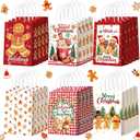 Kolldenn 24 Pcs Christmas Gingerbread Party Favors Bags Christmas Goodie Gift Paper Bags with Handles Xmas Tree Gingerbread Coffee Candy Treat Bag for Xmas Party Decorations Holiday Birthday Supplies (Gold)