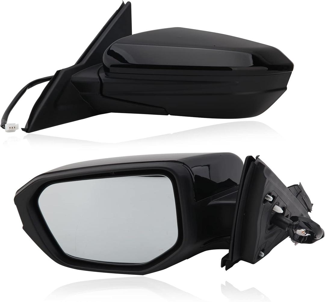 Driver Side Mirror Compatible With 2016 2017 2018 2019 2020 2021 Honda Civic LX SE Sport,Mirror with Power Glass,Non-Heated,Manual Folding (Left-3pins, Black)