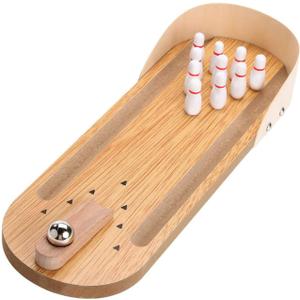 Table Top Mini Bowling Game Set-Tabletop Wooden Board Mini Arcade Desktop Tiny Bowling Shooting Alley Office Desk Stress Relief Gadgets Small Finger Toys Fun Gag Gifts for MenWomen Kids Teens Boys