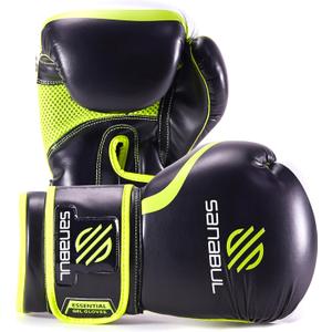 Sanabul Essential Gel Boxing Gloves for Men & Women, Kickboxing MMA, Muay Thai Gloves and Heavy Bag Training Punching & Sparring (10 oz, Black/Green)