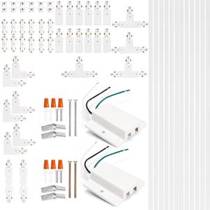 H Track Lighting Rails Kit - iCreating 40ft White Track Lighting Tracks 3 Wire with Floating Canopy Connector, L Connector, I and T Connectors for Single Circuit H Type LED Tracks Light Heads Fixtures