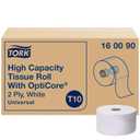 Tork OptiCore Mid-size Toilet Paper Roll White T10, Universal, 2-ply, 12 x 2000 sheets, 160090