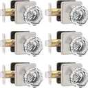 Orger Passage Glass Door Knob for Interior Hall and Closet, Clear Crystal Door Knobs in Satin Nickel Finish, Keyless Non-Locking Door Handles with Square Back Plate, 6 Pack