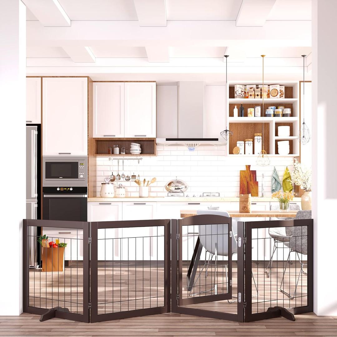 Vantas Tall Dog Gate Indoor with Door, Freestanding, Foldable, 96" x 30"