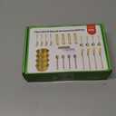 Gold Charcuterie Boards Accessories(26 PCS), Gift Box Packaging, With Ceramic Dip Bowls, Wooden Handle Cheese Spreader Butter Knive Set, Mini Tongs, Spoons, Forks,Honey Dipper, Cocktail Picks