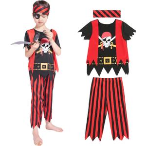 Wizland Kids Pirate Costume, Boys Pirate Costume Helloween Role Play Outfit