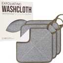 ZOMCHI 3 Pack Exfoliating Washcloth, Premium Facial and Body Wash Cloths with Softness and Scrubbing Two Sides, Bath Cloths for Women and Men (Smoke)