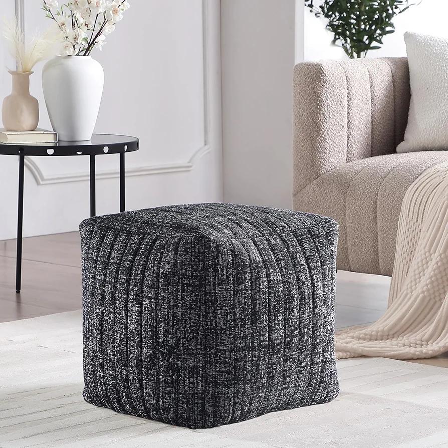 Get Set Style Stuffed Pouf Ottoman,Boucle Ottoman Pouf for Living Room Decorative Floor Poufs Ottoman Foot Stool Corner Seat Stools Puffs with Filling