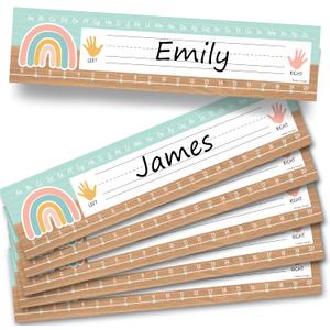 2 x Desk Name Tags for Classroom -25 Student Name Plates for Classroom Kindergarten, Preschool, 1st, 2nd & 3rd Grade, 13x3 Teacher Nameplates for Student Desks, Boho Nametags