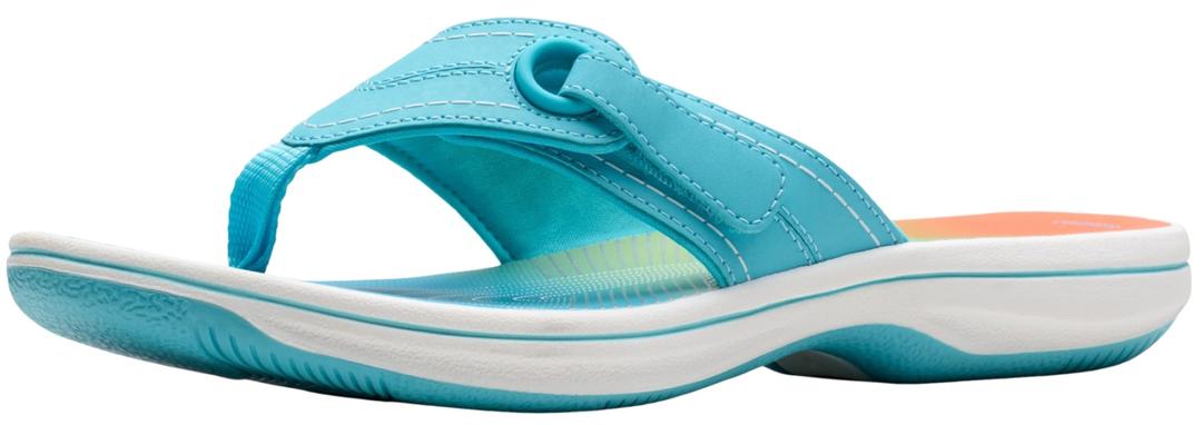 Clarks Women's Breeze Reyna Cloudsteppers Flip-Flop, Turquoise Ombre Synthetic, 7