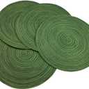 Red-A, Placemats, Round Placemats for Dining Table Set of 4 Woven Heat Resistant Non-Slip Kitchen Table Mats Diameter 14 Inch (Hunter Green)