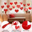 2 x Valentines Day Decorations, 16PCS Glitter Hanging Hearts Decorations w/Mixed Sizes, Double-Sided Thick Paper Red Heart Ornaments, Valentines Decor for Home Office Window Wall Party Favors