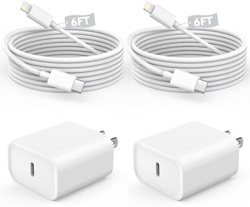 Fast Charger iPhone,iPhone Charger Fast Charging 2Pack USB C Wall Charger Block Fast i Phone Chargers 6FT Type-C USB C to Lightning Cable Cord for iPhone14/14Plus/13/12/11 Pro Max,Mini,8,iPad/AirPods